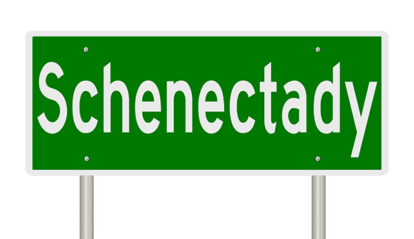 a directional sign for Schenectady NY
